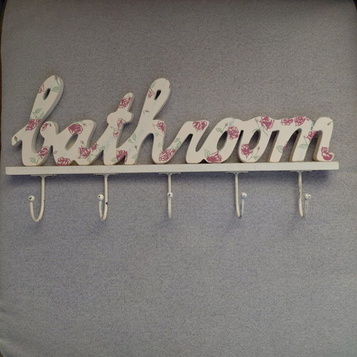 Cottage bathroom hanger Clayre &Eef new, cream color, wooden