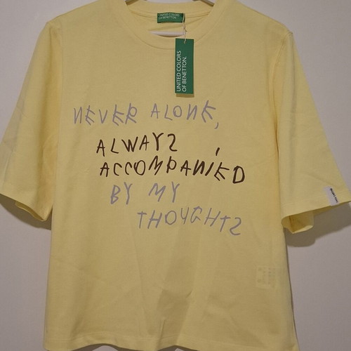 Benetton yellow T-shirt L with Coco Capitán print new