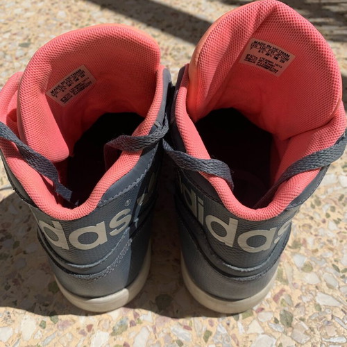 Adidas athletic boots used, gray and pink, size 38