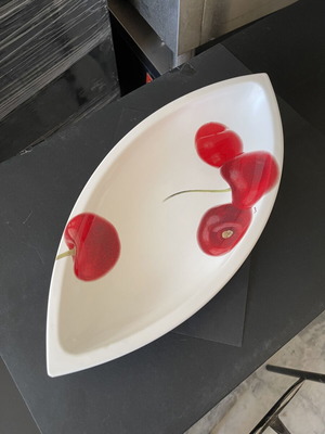Ceramic platter like new 43cm with cherry design