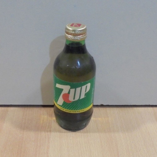 7 UP old glass bottle 250ml Greek bottling sealed like new