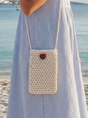 Knitted Women's Shoulder Bag New, White Beige, Lightweight Summer Accessory
