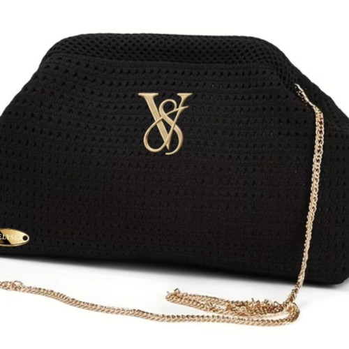 VLS handmade shoulder bag, black and gold