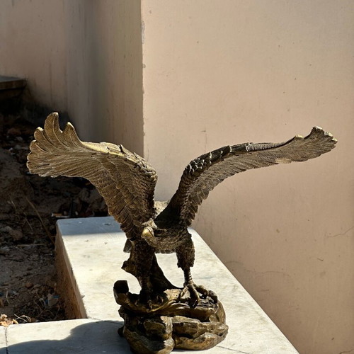 Brass eagle statue used with open wings