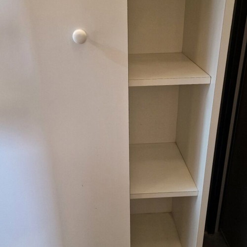 Cabinet with sliding doors and shelves, melamine