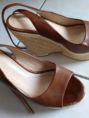 Zara Trafaluc women's platform shoes used, brown, size 38, 12 cm heel
