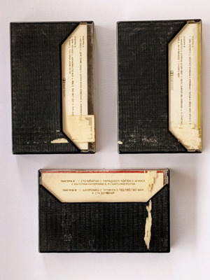 Three used Greek pop music cassettes from the 80s