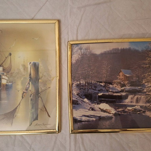 Vintage frames used, set of 2 with gold frame