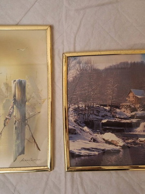 Vintage frames used, set of 2 with gold frame