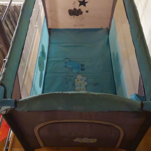 Playpen used blue dark brown 1.40×0.60 m double-decker