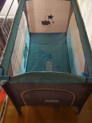 Playpen used blue dark brown 1.40×0.60 m double-decker