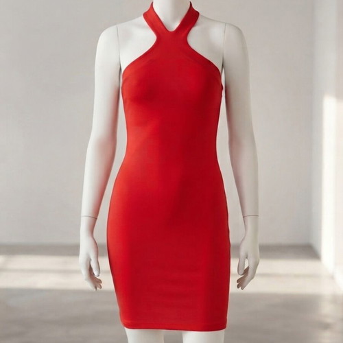 Halterneck red mini dress like new by Calliope, size S