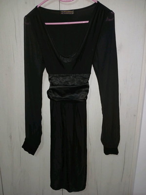 Black draped Rinascimento dress long-sleeve like new