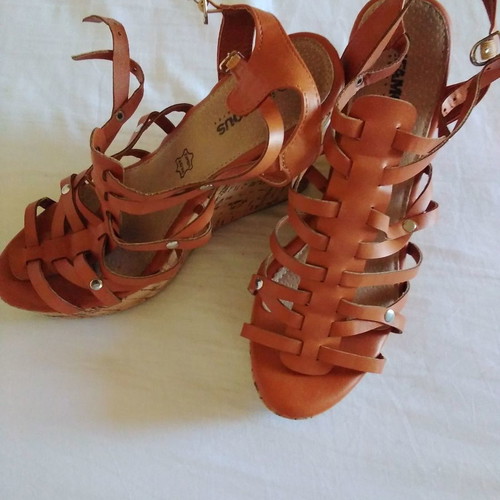 Platform sandals size 39 used, beige, 12 cm heel