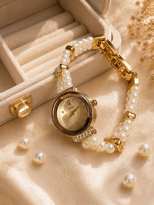 JULIUS women's watch with pearls and gold details like new