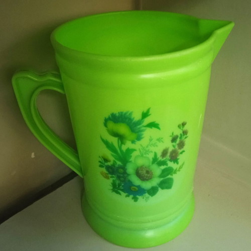 Small Monoplast Pitcher used, vintage, made in Greece, 15.2cm