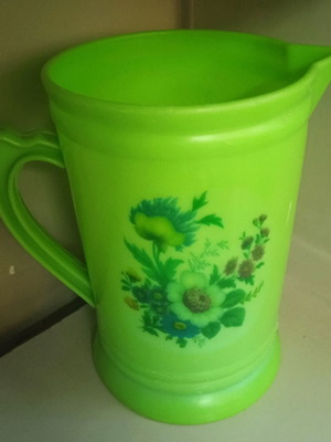Small Monoplast Pitcher used, vintage, made in Greece, 15.2cm