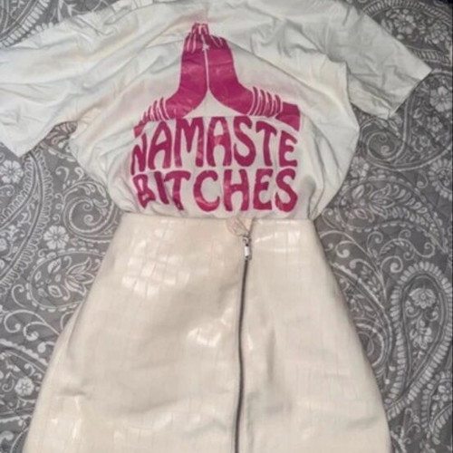 Shirt worn once and new skirt white Mango set