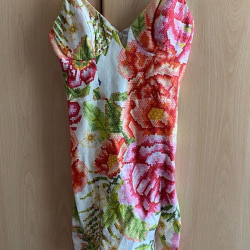 Farmrio dress small linen short tight like new multicolor