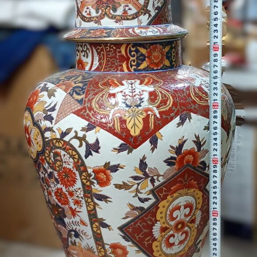Chinese Imari Style Porcelain Floor Vase vintage, like new, 3 pieces, 92cm