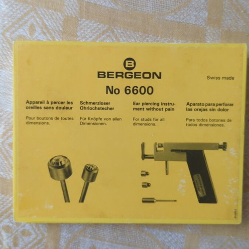 Bergeon No 6600 professional ear piercing gun with sterilized earrings