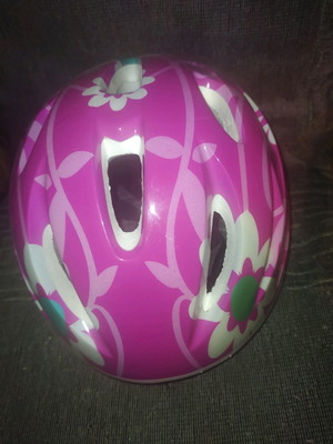 Pink Bicycle Helmet with Flowers