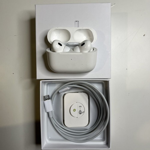Air Pods Pro 2 wireless earbuds with charging cable and ear tips