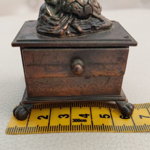 Vintage metal pencil sharpener with Cancer zodiac sign, 1970s