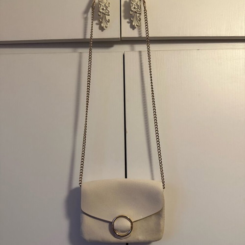 H&M crossbody bag like new, beige suede with gold chain