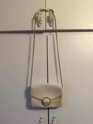 H&M crossbody bag like new, beige suede with gold chain