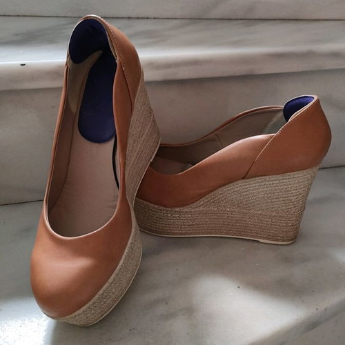 Platform shoes size 39 used, tan color