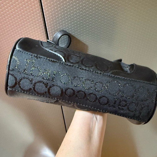Roccobarocco small black barrel bag like new with leather details