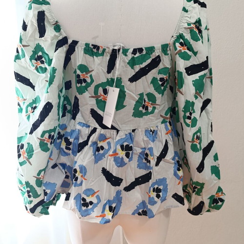Zibi London women's top medium, new, colorful puff sleeves