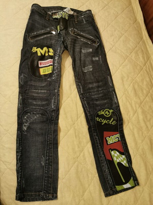 Jeans size S / 36 with leather and black accents, like new