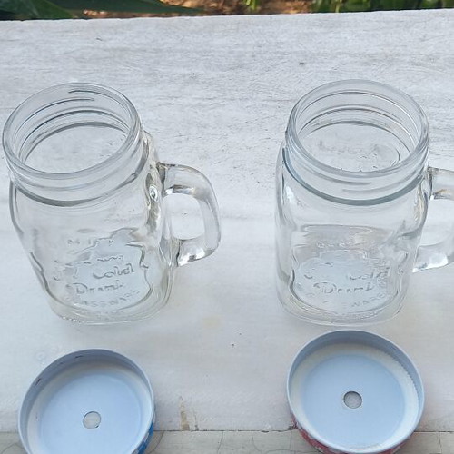 Glass jars with screw lids, set of 2