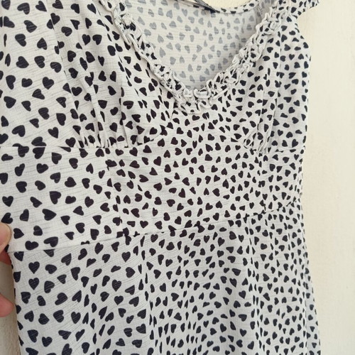 Bershka mini dress medium, black and white heart print, like new