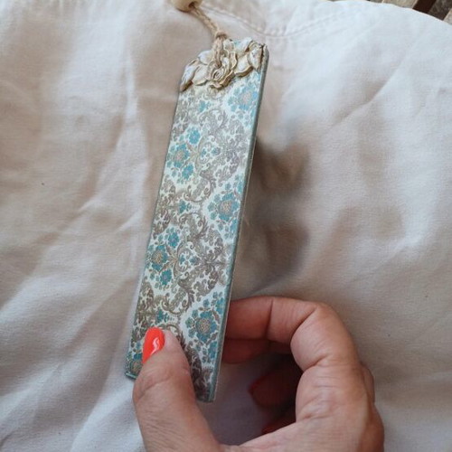 Handmade decoupage wooden bookmark vintage style