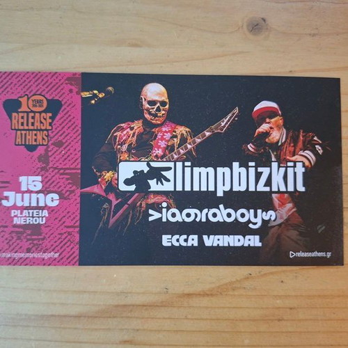 Limp Bizkit Release Athens 2026 Collectible Ticket Hard Copy