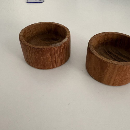 Wooden tealight holders used, set of 2