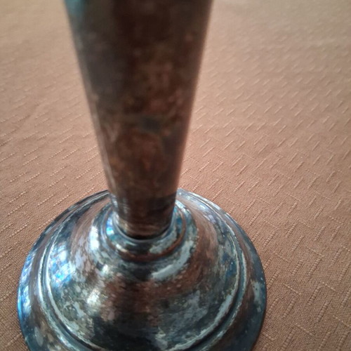 Silver-plated candlestick used, height 21 cm