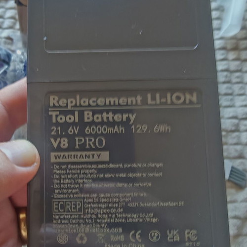 Dyson V8 21.6V 6000mAh Battery with LCD Display New with Accessories