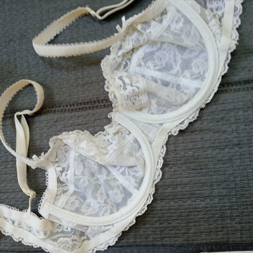 Etam white lace bra, semi-transparent, size 75C