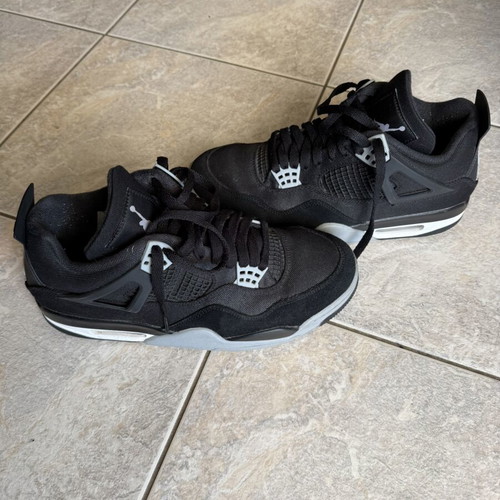Air Jordan 4 Retro Black Canvas sneakers, size 44