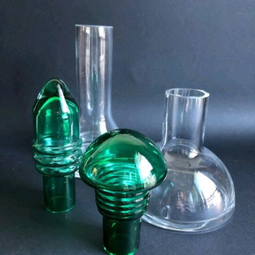 Futuristic glass bottles like new, set of 2 pieces