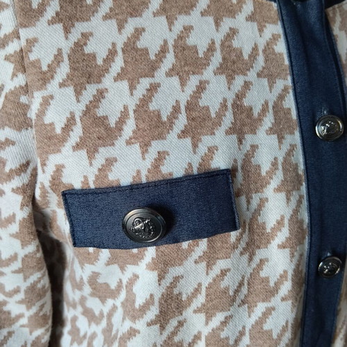 Alexander & Jacob cardigan pied de poule size M like new, beige and white