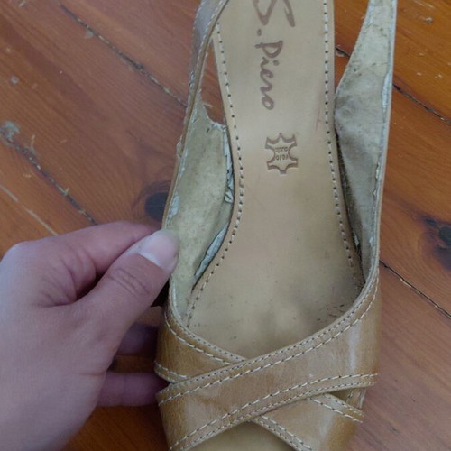 S.Piero shoes wedge sandals used, brown, size 39