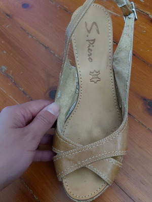 S.Piero shoes wedge sandals used, brown, size 39
