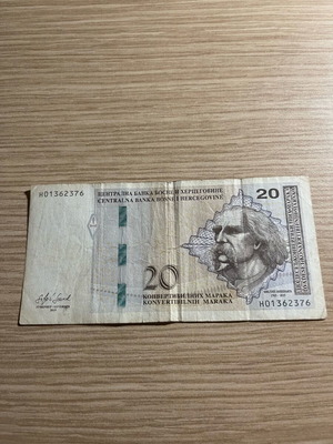 Banknote of Bosnia and Herzegovina 20 Marks new