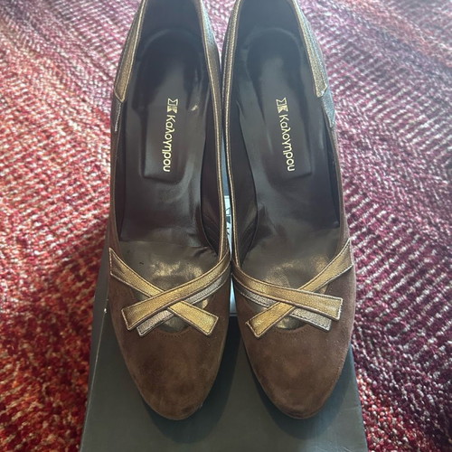 Kalogirou suede pumps used, brown, size 37