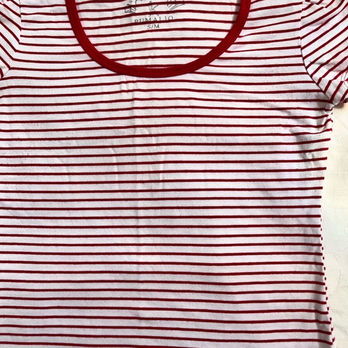 White T-shirt with Red Stripes medium size like new